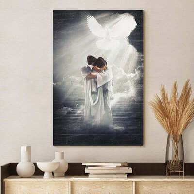 Christian Canvas Print Jesus Hugging Woman