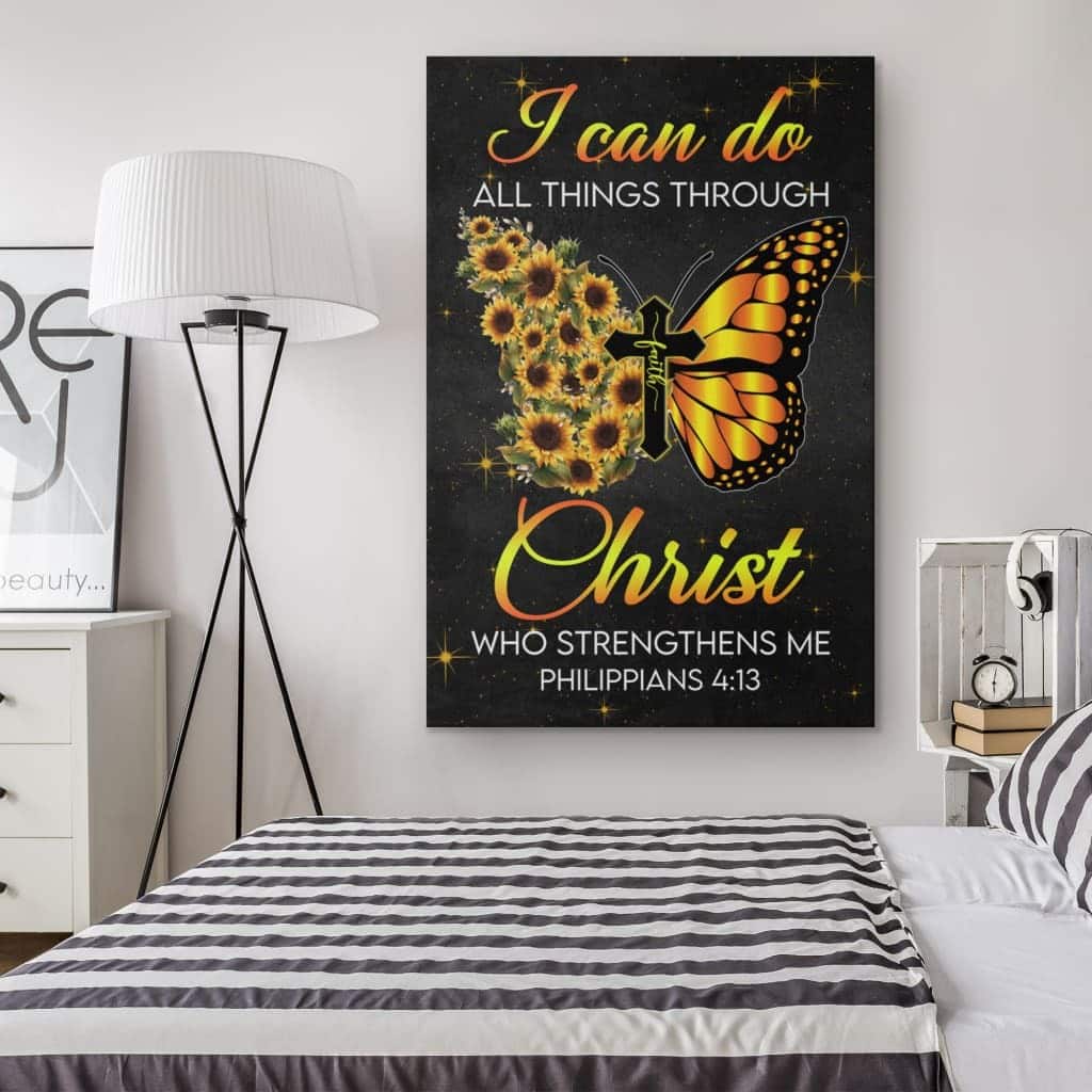 Christian Canvas Print I Can Do All Things Through Christ Butterfly Flower Christian Canvas Print I Can Do All Things Through Christ Butterfly Flower