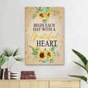 Christian Canvas Print Sunflower Begin Each Day With A Grateful Heart Christian Canvas Print Sunflower Begin Each Day With A Grateful Heart