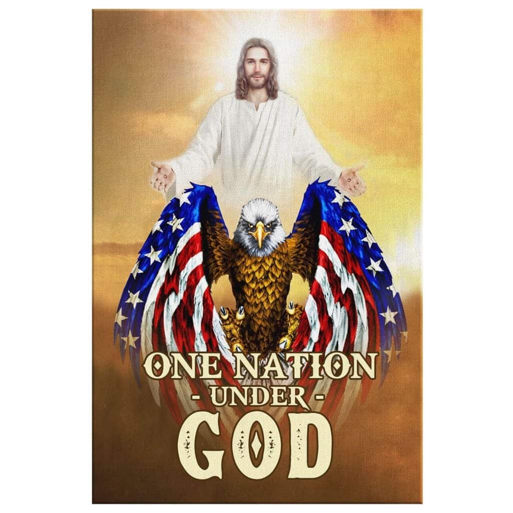 Christian Canvas Print One Nation Under God Bald Eagle Jesus Christ Christian Canvas Print One Nation Under God Bald Eagle Jesus Christ