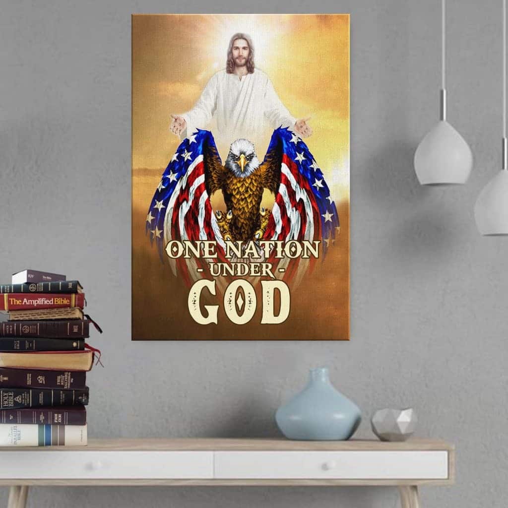 Christian Canvas Print One Nation Under God Bald Eagle Jesus Christ Christian Canvas Print One Nation Under God Bald Eagle Jesus Christ