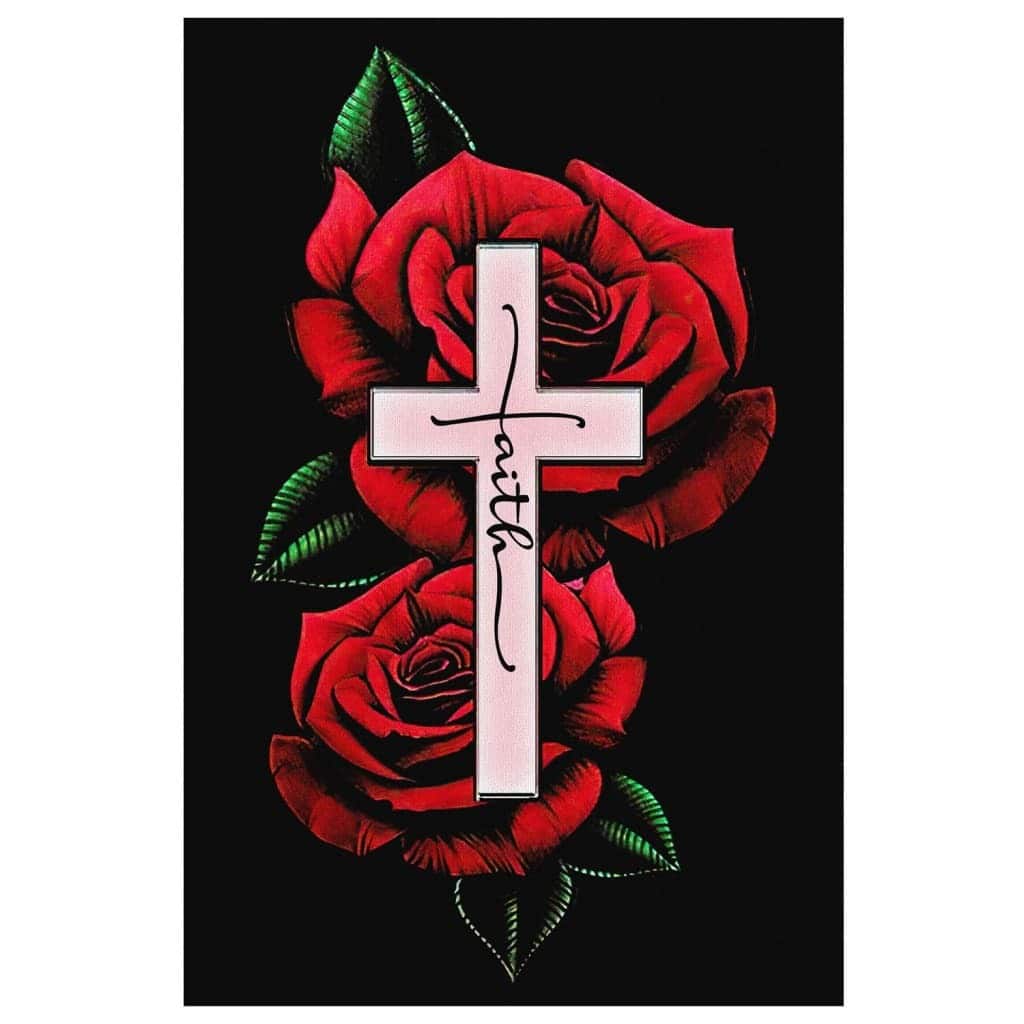 Christian Canvas Print Rose Faith Cross Christian Canvas Print Rose Faith Cross
