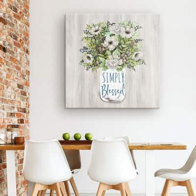 Christian Canvas Print Floral Simply Blessed