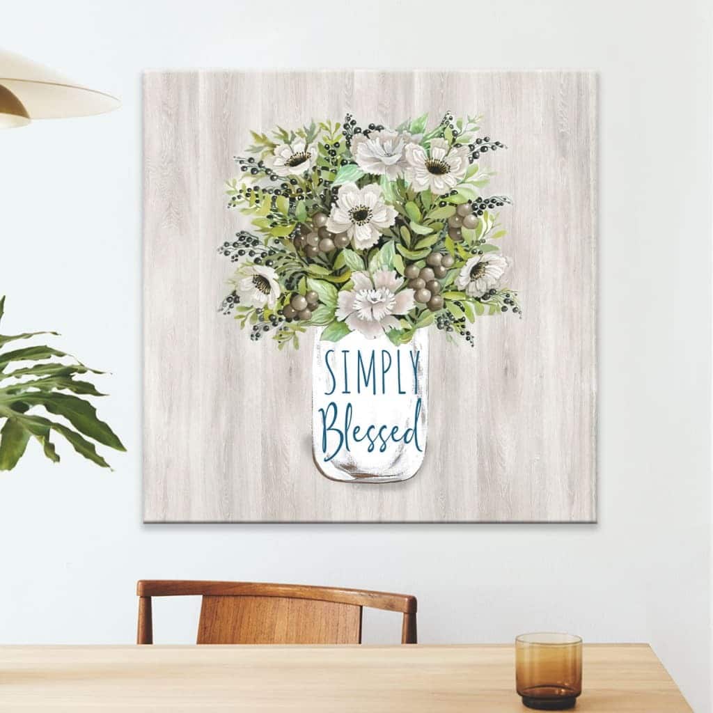 Christian Canvas Print Floral Simply Blessed Christian Canvas Print Floral Simply Blessed