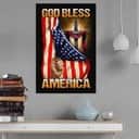 Christian Canvas Print Cross God Bless America