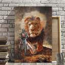 Christian Canvas Print Lion And Knight Templar