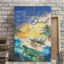 Christian Canvas Print Turtle Give It To God And Go To The Beach
