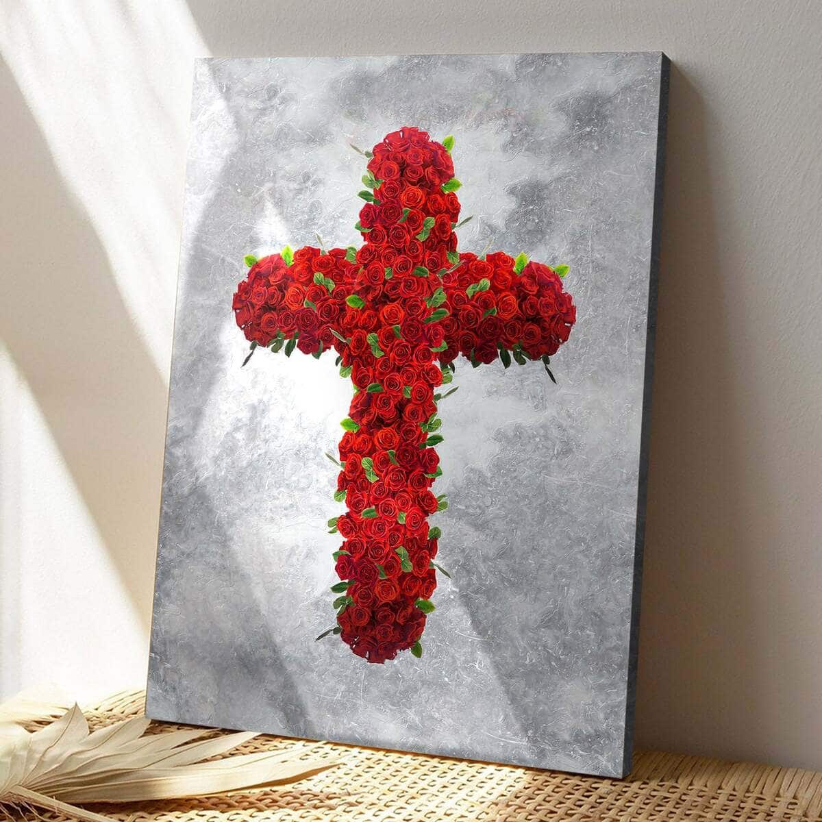 Roses Cross Christian Canvas Print Roses Cross Christian Canvas Print