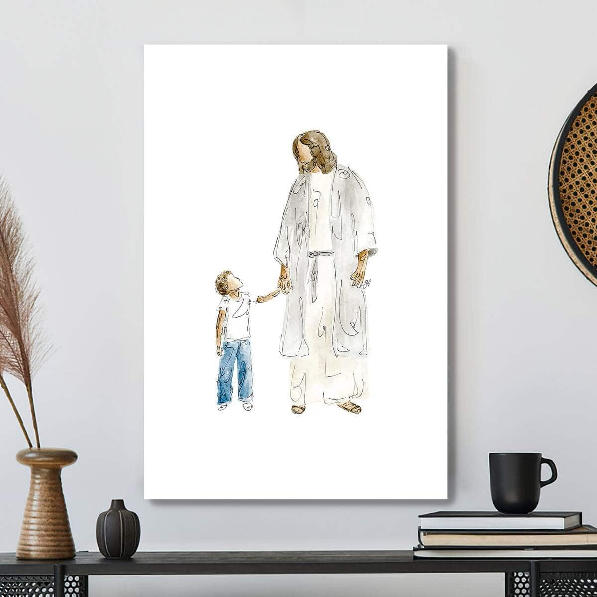 Christian Canvas Print Christ With Child Bible Verse