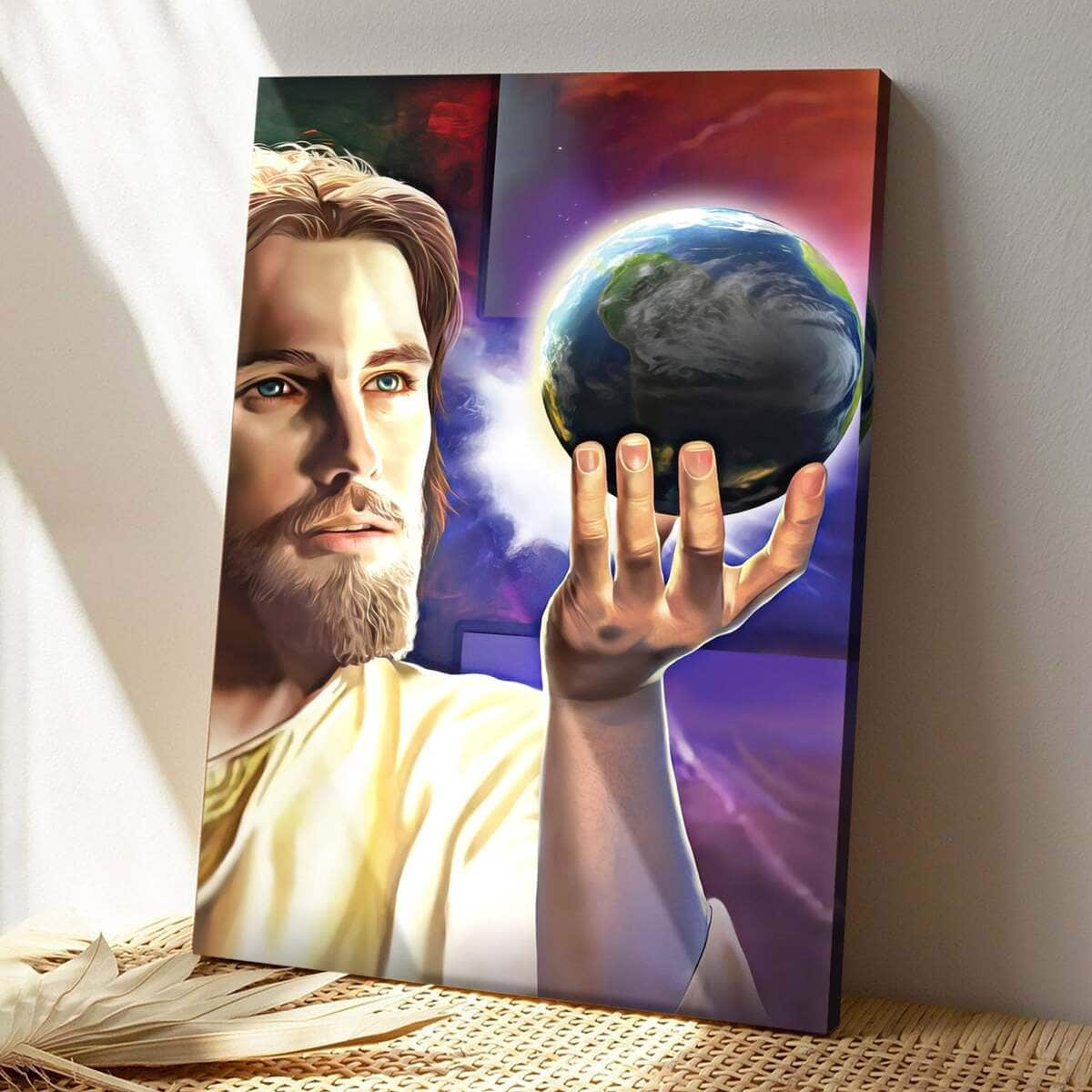 Christian Canvas Print Jesus Holding The Earth In His Hand