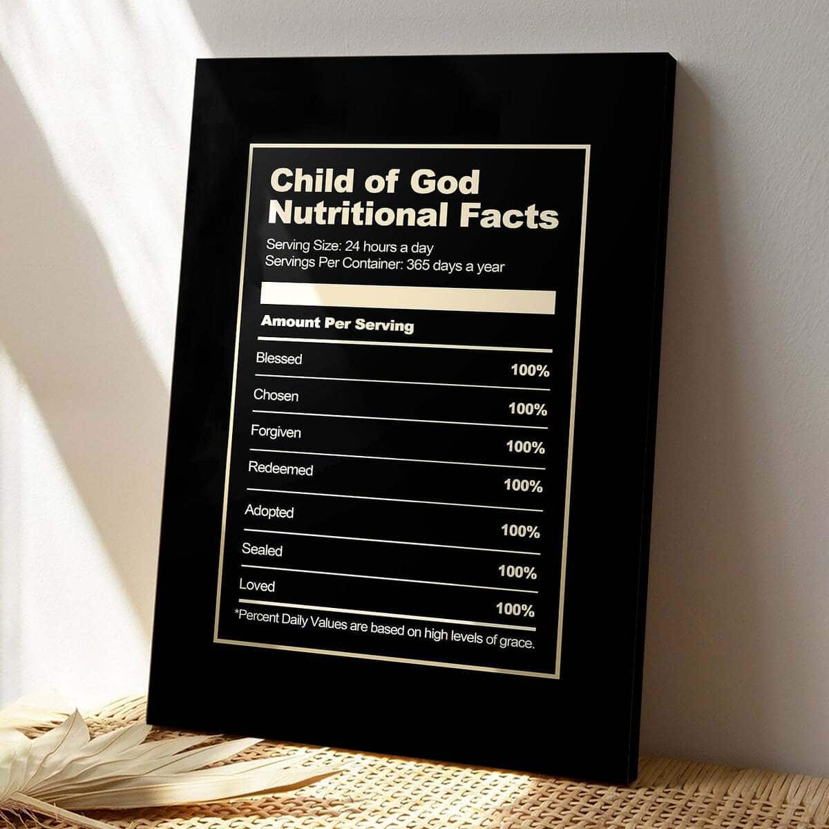 Christian Canvas Print Child Of God Nutritional Facts Christian Canvas Print Child Of God Nutritional Facts