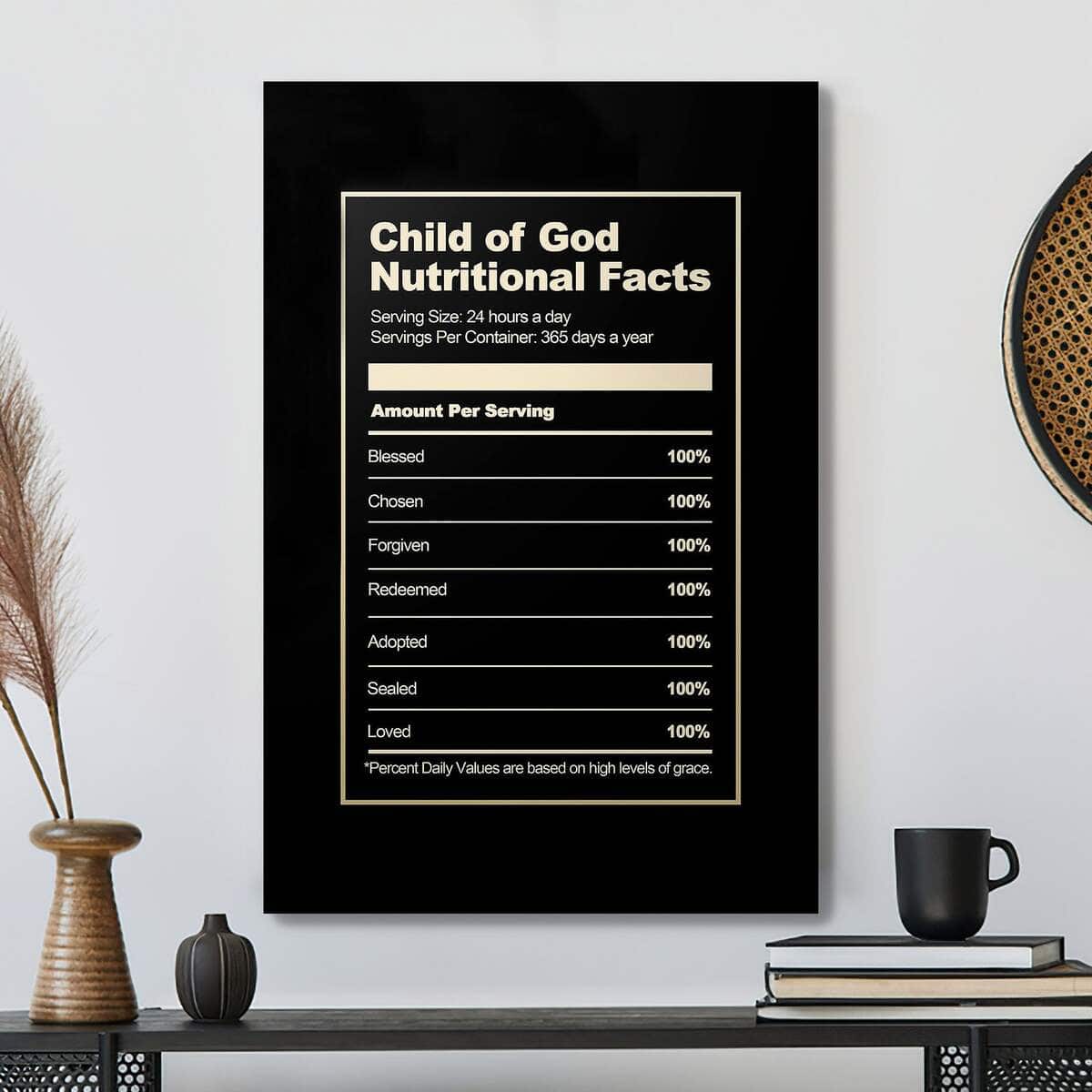 Christian Canvas Print Child Of God Nutritional Facts Christian Canvas Print Child Of God Nutritional Facts