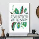 Christian Canvas Print He Will Cover You With His Feathers Bible Verse