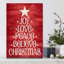 Christian Christmas Canvas Print Joy Love Peace Believe