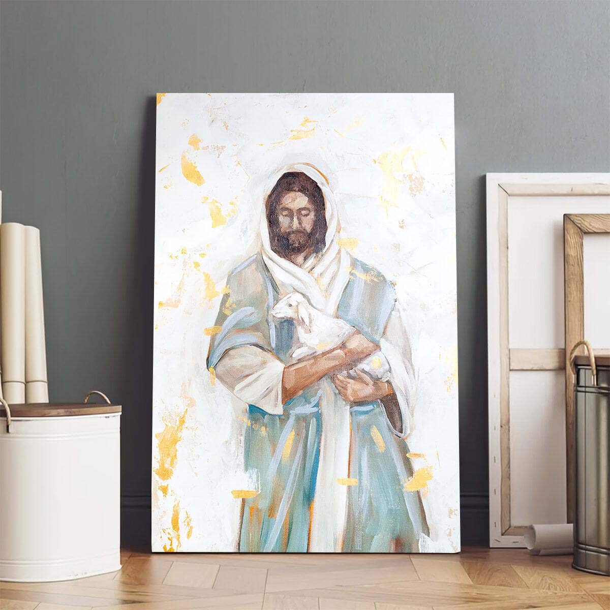 Christian Canvas Print Jesus Lost Sheep Paper