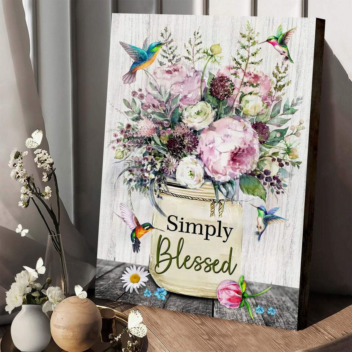 Christian Simply Blessed Canvas Print Hummingbird Flowers Christian Simply Blessed Canvas Print Hummingbird Flowers