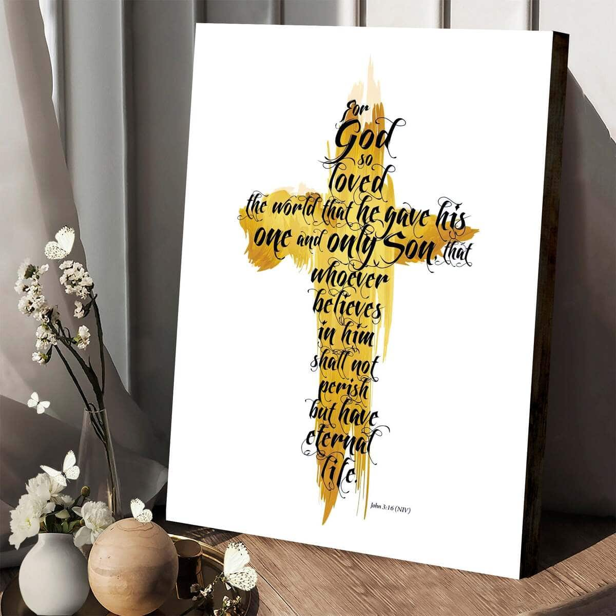 Christian Canvas Print John 3:16 For God So Loved The World That He Gave