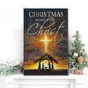 Cross Christmas Begins With Christ Christian Canvas Print