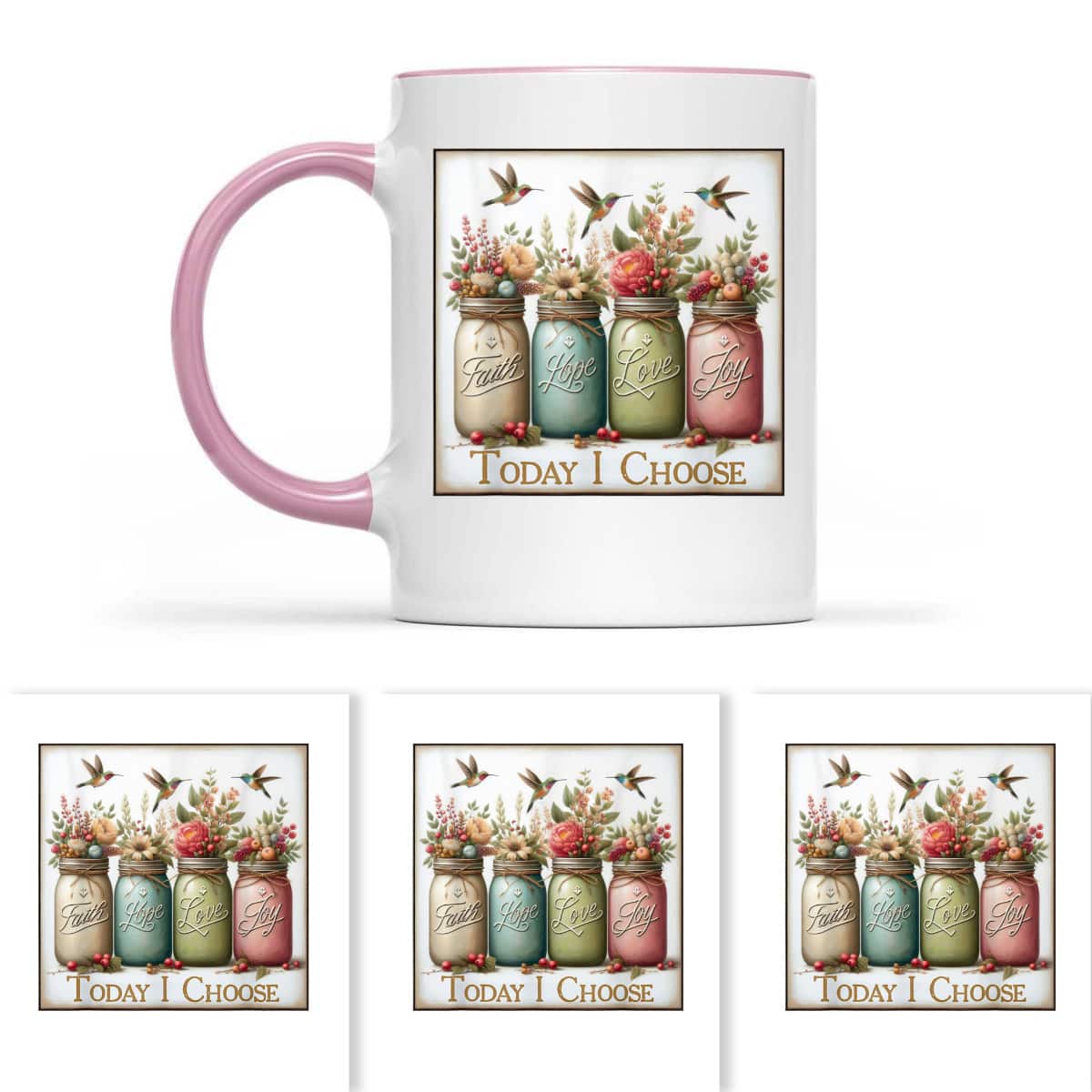 Christian Faith Hope Love Wild Flowers Jars Today I Choose T-Shirt Christian Faith Hope Love Wild Flowers Jars Today I Choose T-Shirt