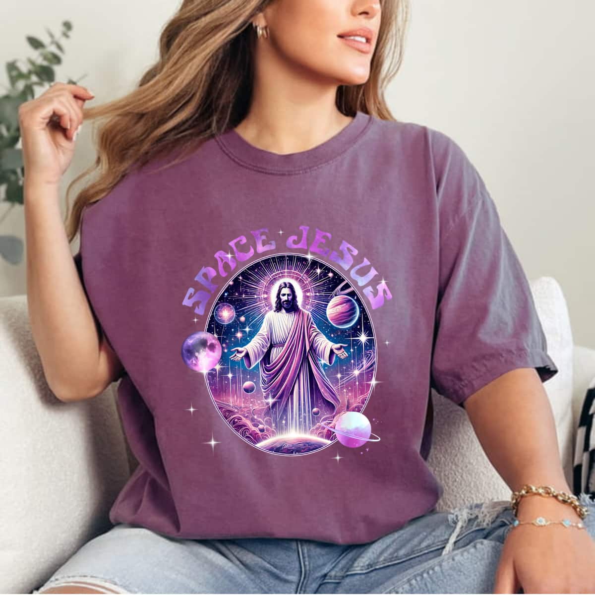 Space Jesus Cosmic Galaxy Galactic Savior Christian Planet T-Shirt Space Jesus Cosmic Galaxy Galactic Savior Christian Planet T-Shirt