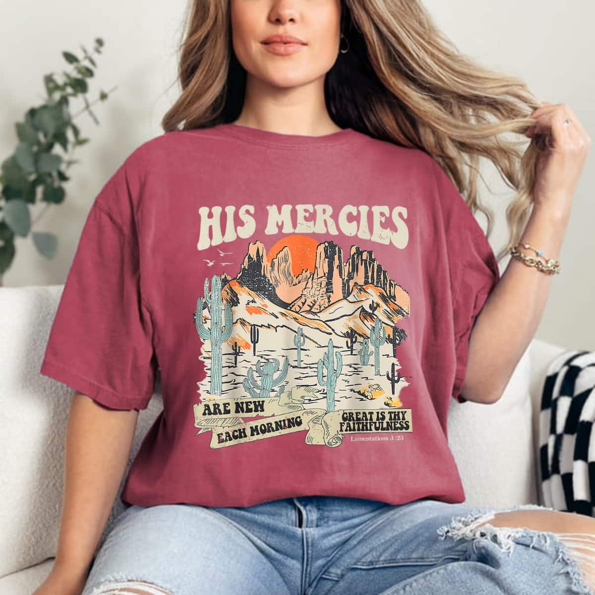 Boho Christian Jesus Faith Based His Mercies Are New T-Shirt