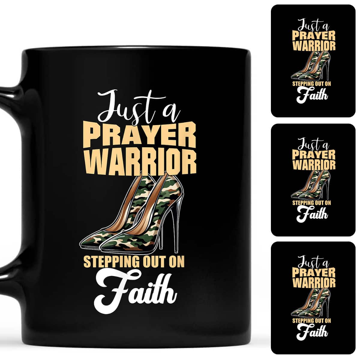 Just A Prayer Warrior Faith Camo Heels Christian Woman T-Shirt Just A Prayer Warrior Faith Camo Heels Christian Woman T-Shirt