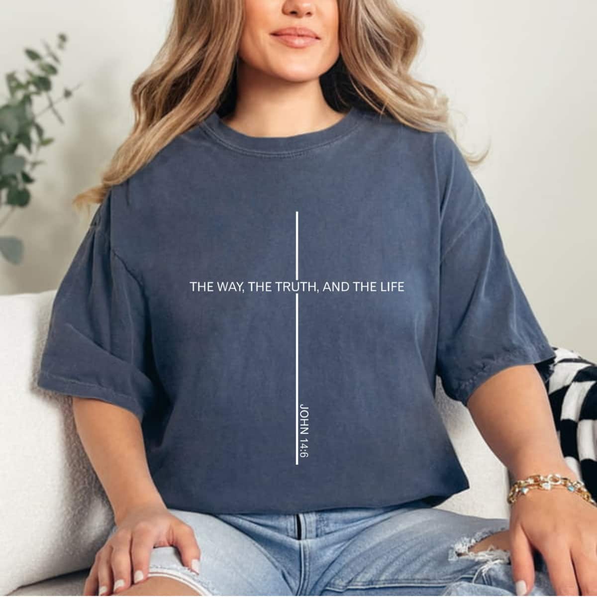 The Way Truth The Life Bible Verse Faith Cross Christian T-Shirt