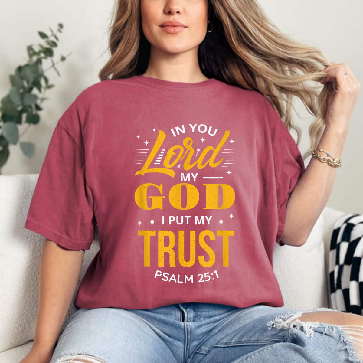 Trust In God Christian Inspirational Biblical Psalm Verse T-Shirt