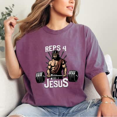 Reps 4 Jesus Epic Christian Gym Religious Funny Gift T-Shirt