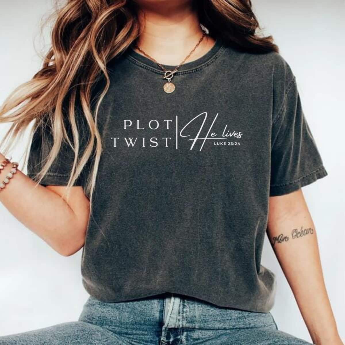 Plot Twist He Lives Trendy Christian Easter T-Shirt