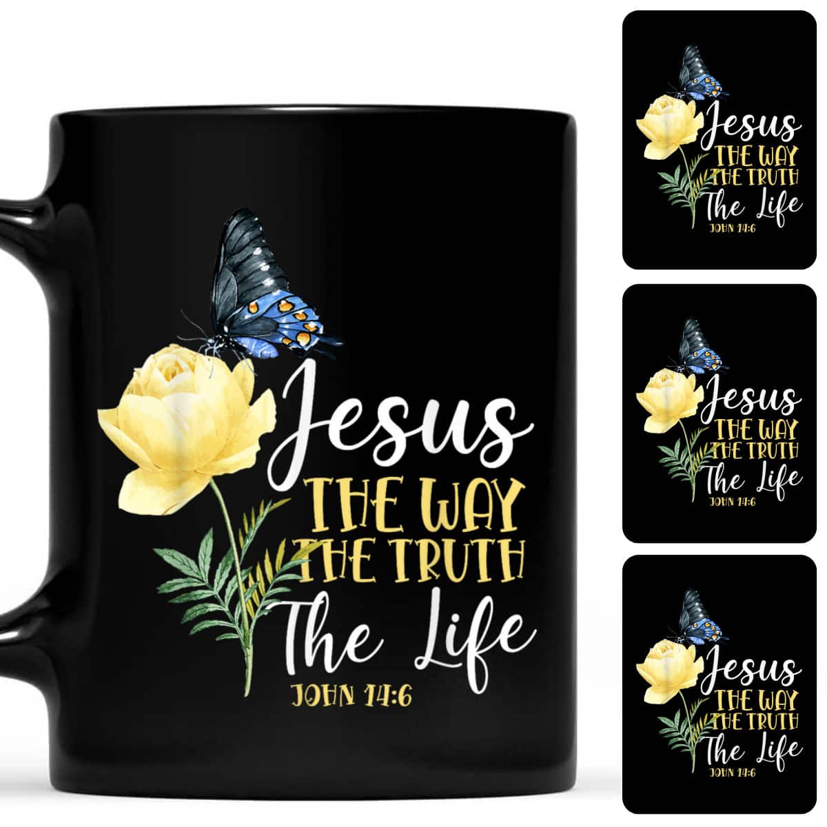Christian Bible Verse Quote Butterfly Rose Flower John 146 T-Shirt Christian Bible Verse Quote Butterfly Rose Flower John 146 T-Shirt