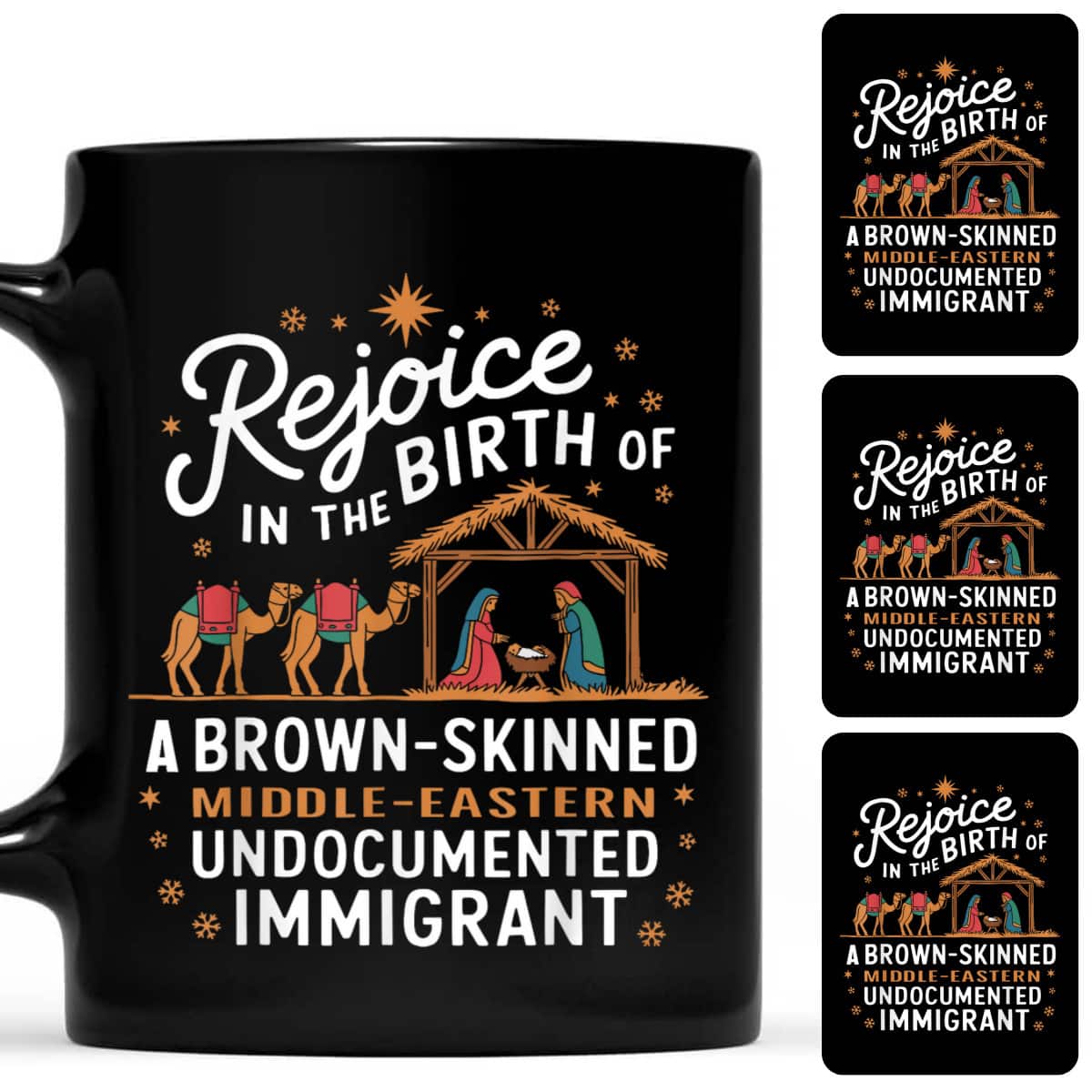 Rejoice In The Birth Of A Brown Skinned Christmas Christian T-Shirt Rejoice In The Birth Of A Brown Skinned Christmas Christian T-Shirt