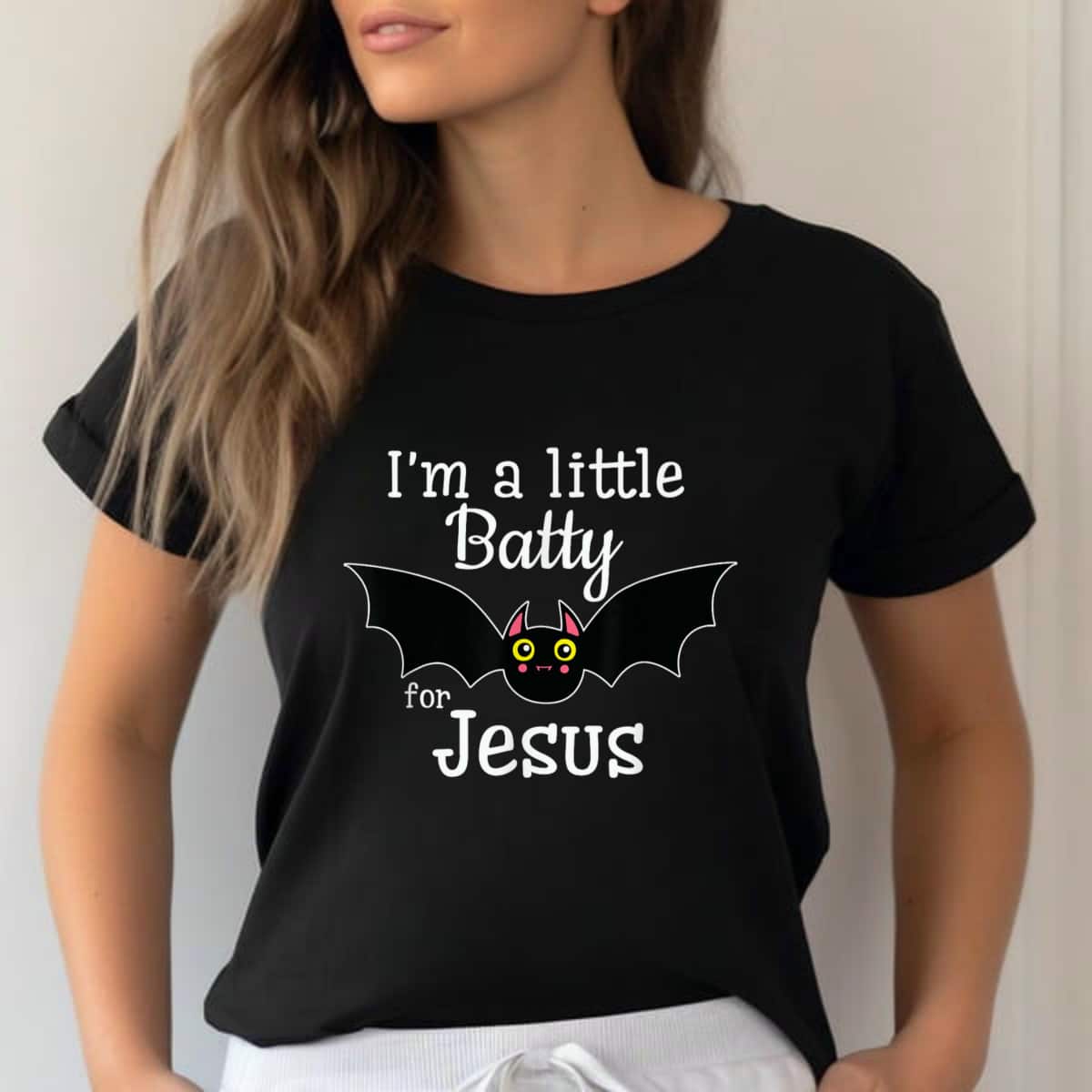 I'm A Little Batty For Jesus Halloween Christian T-Shirt I'm A Little Batty For Jesus Halloween Christian T-Shirt