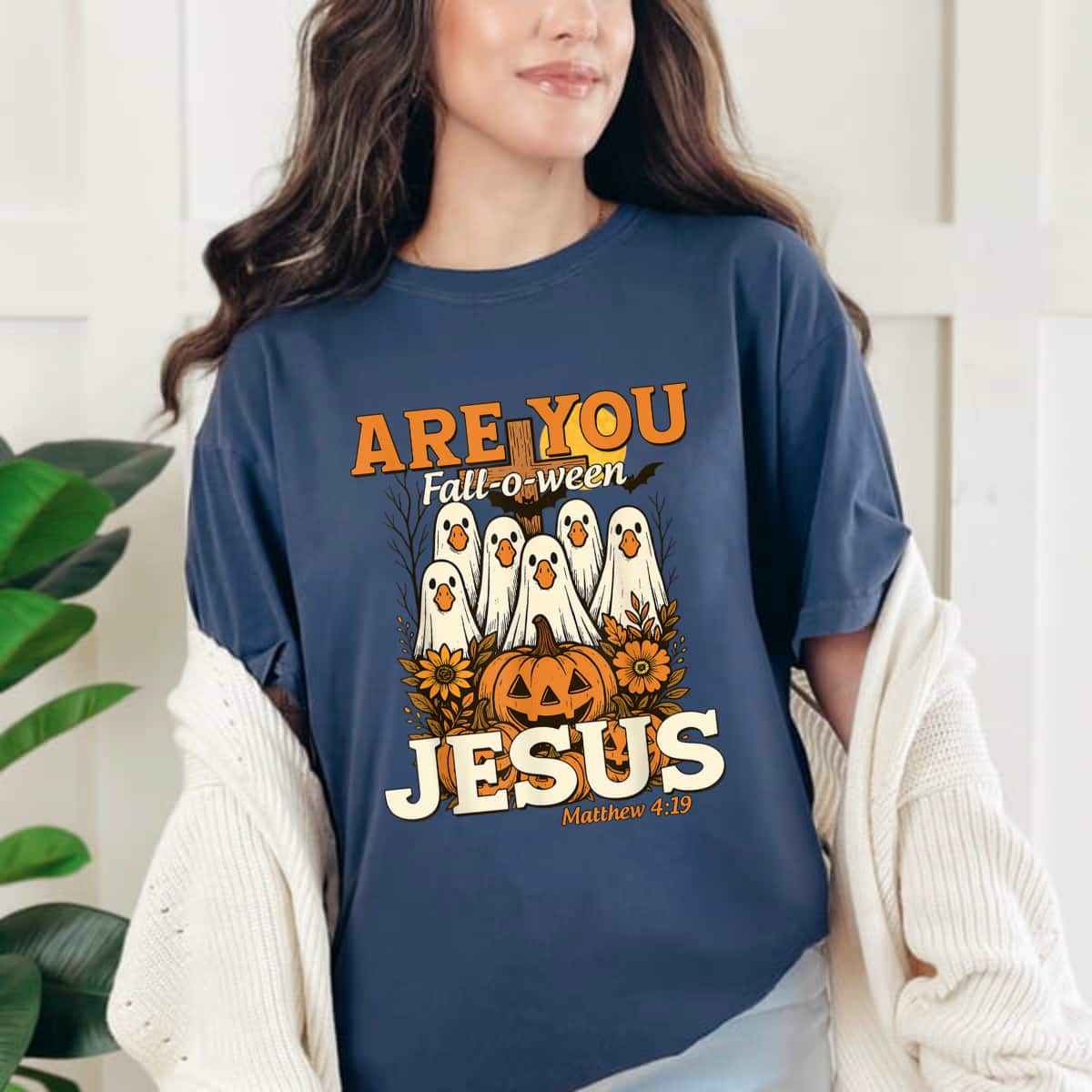 Are You Fall-O-Ween Jesus Christian Halloween Pumpkins Goose T-Shirt Are You Fall-O-Ween Jesus Christian Halloween Pumpkins Goose T-Shirt