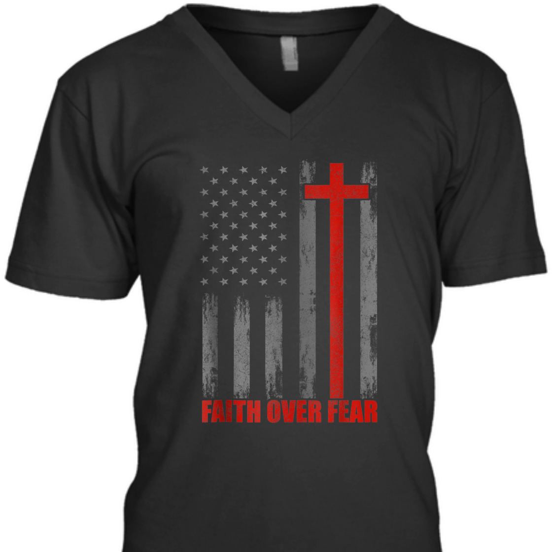 Faith Over Fear T-Shirt US American Flag With Cross For Patriot And Believers Faith Over Fear T-Shirt US American Flag With Cross For Patriot And Believers