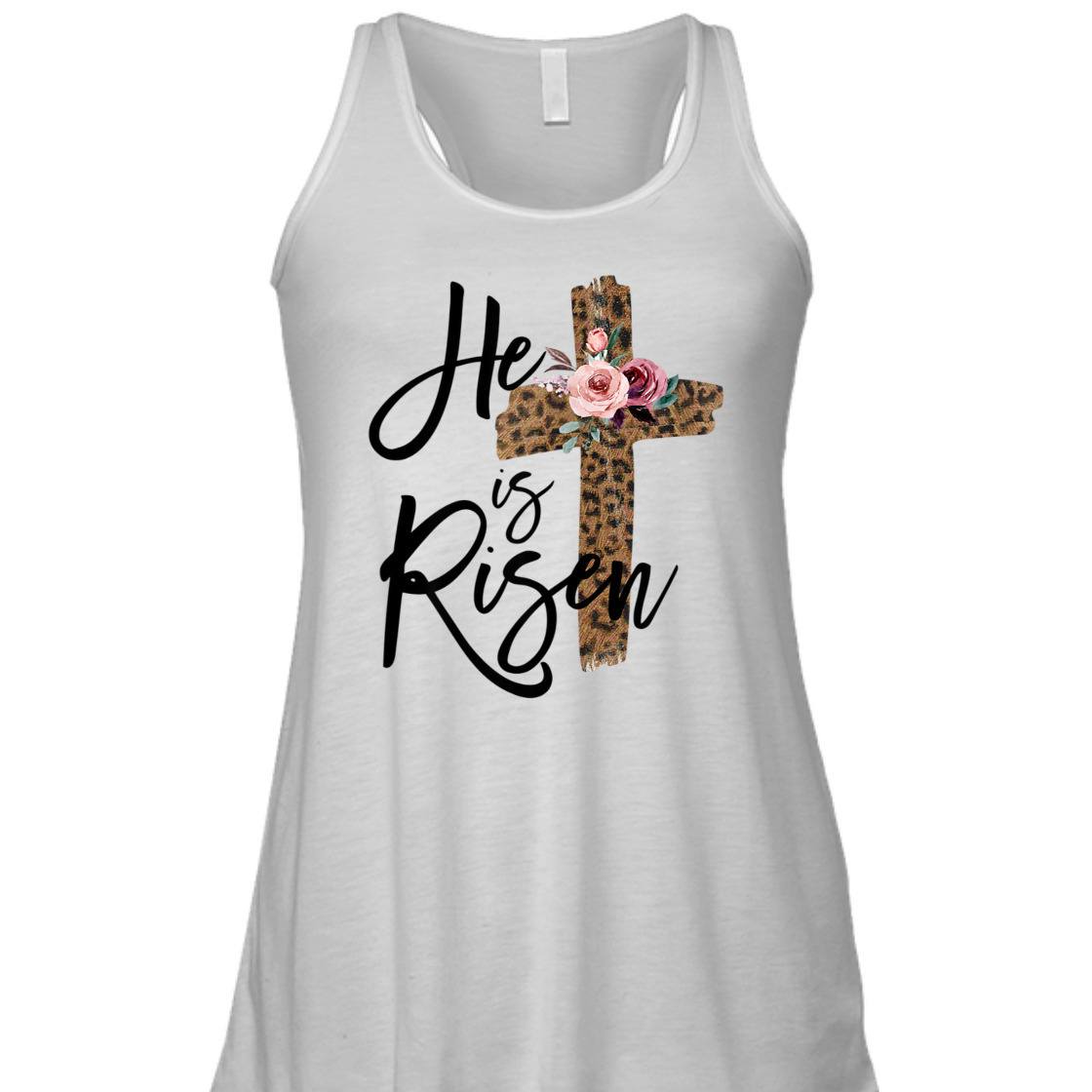 Easter Day T-Shirt He Is Risen Leopard With Christian Cross Easter Day T-Shirt He Is Risen Leopard With Christian Cross