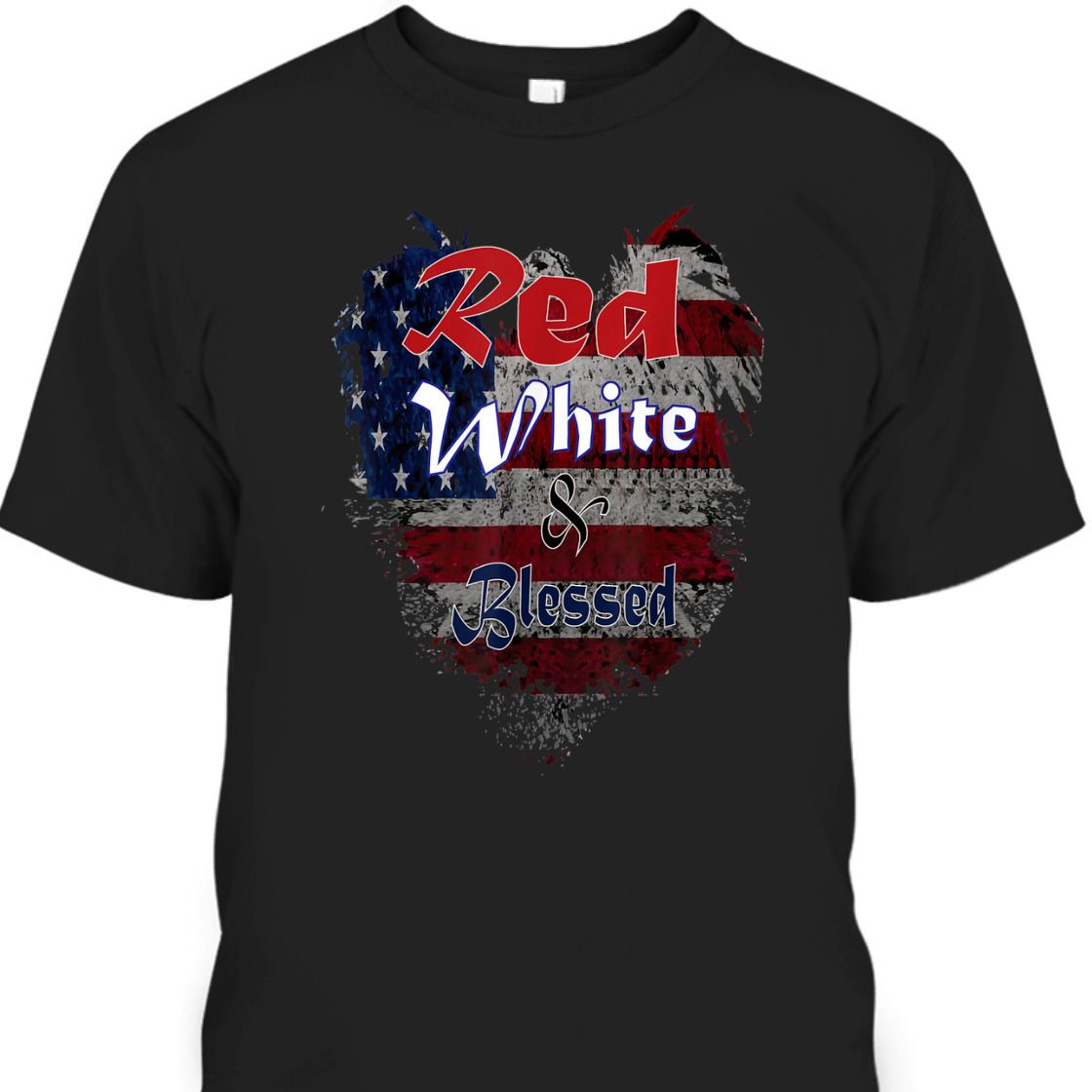 Red, White And Blessed With US Flag 4th Of July Independence Day T-Shirt