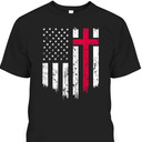Vintage Distressed USA Flag With Christian Cross 4th Of July T-Shirt Vintage Distressed USA Flag With Christian Cross 4th Of July T-Shirt