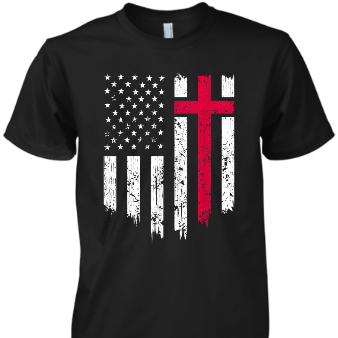 Vintage Distressed USA Flag With Christian Cross 4th Of July T-Shirt Vintage Distressed USA Flag With Christian Cross 4th Of July T-Shirt
