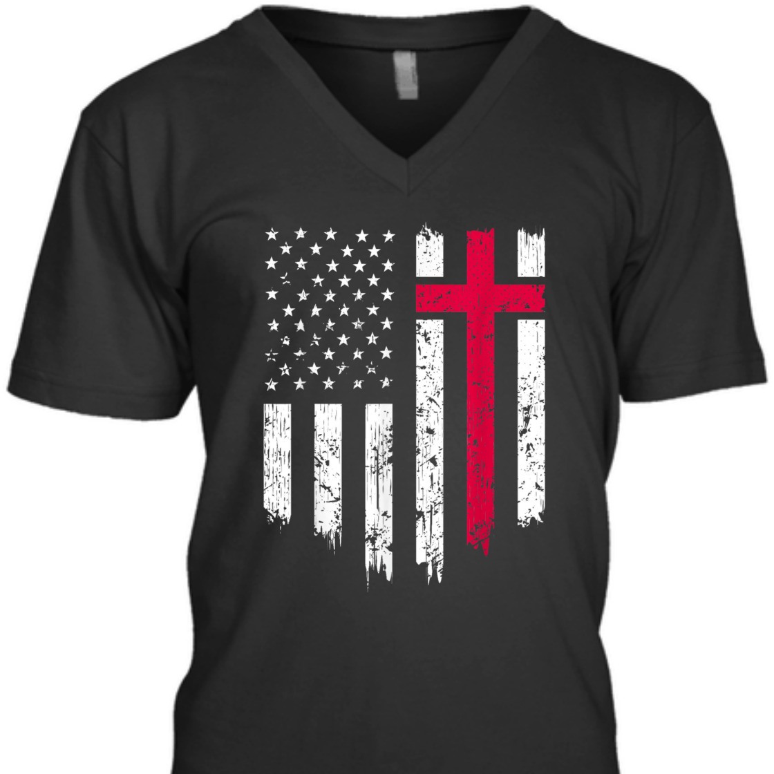 Vintage Distressed USA Flag With Christian Cross 4th Of July T-Shirt Vintage Distressed USA Flag With Christian Cross 4th Of July T-Shirt