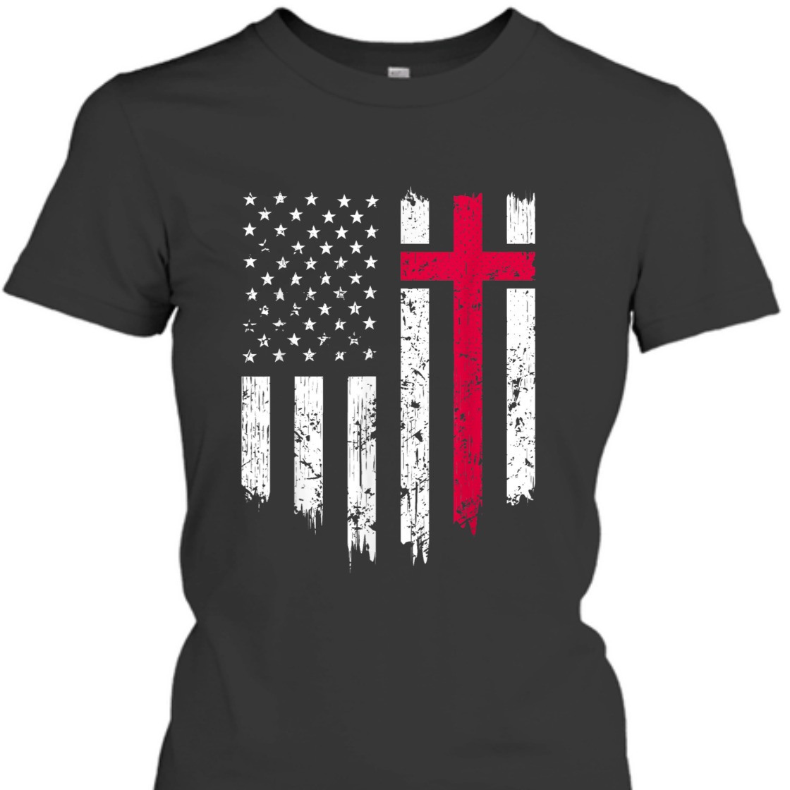 Vintage Distressed USA Flag With Christian Cross 4th Of July T-Shirt Vintage Distressed USA Flag With Christian Cross 4th Of July T-Shirt