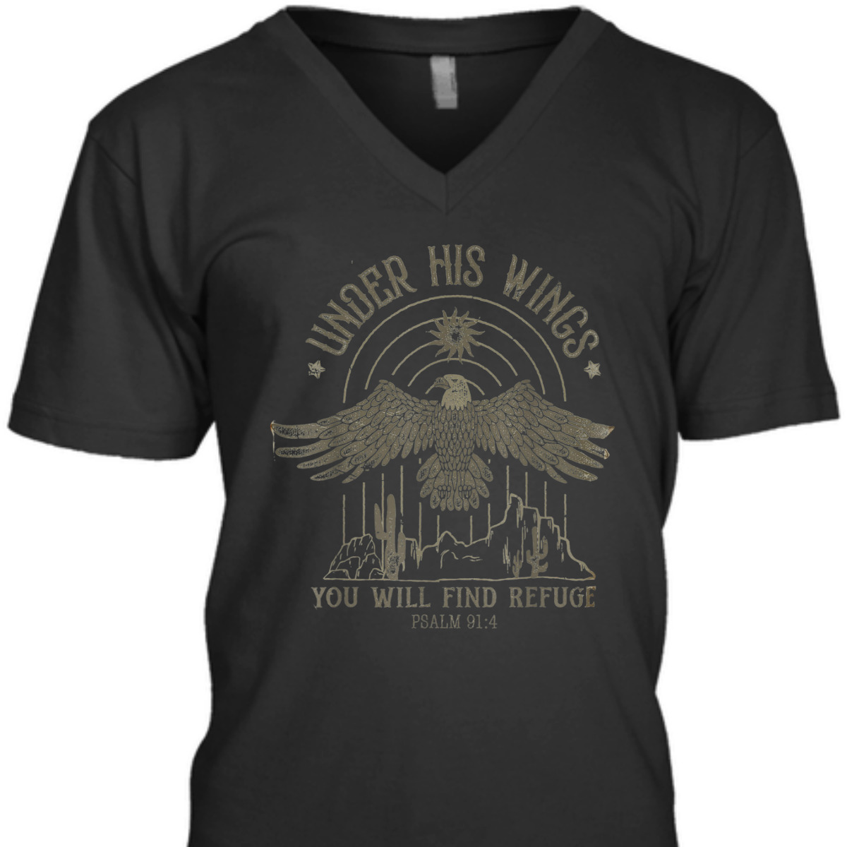 Bible Verse T-Shirt Eagle Psalm 91:4 Under His Wings You Will Find Refuge