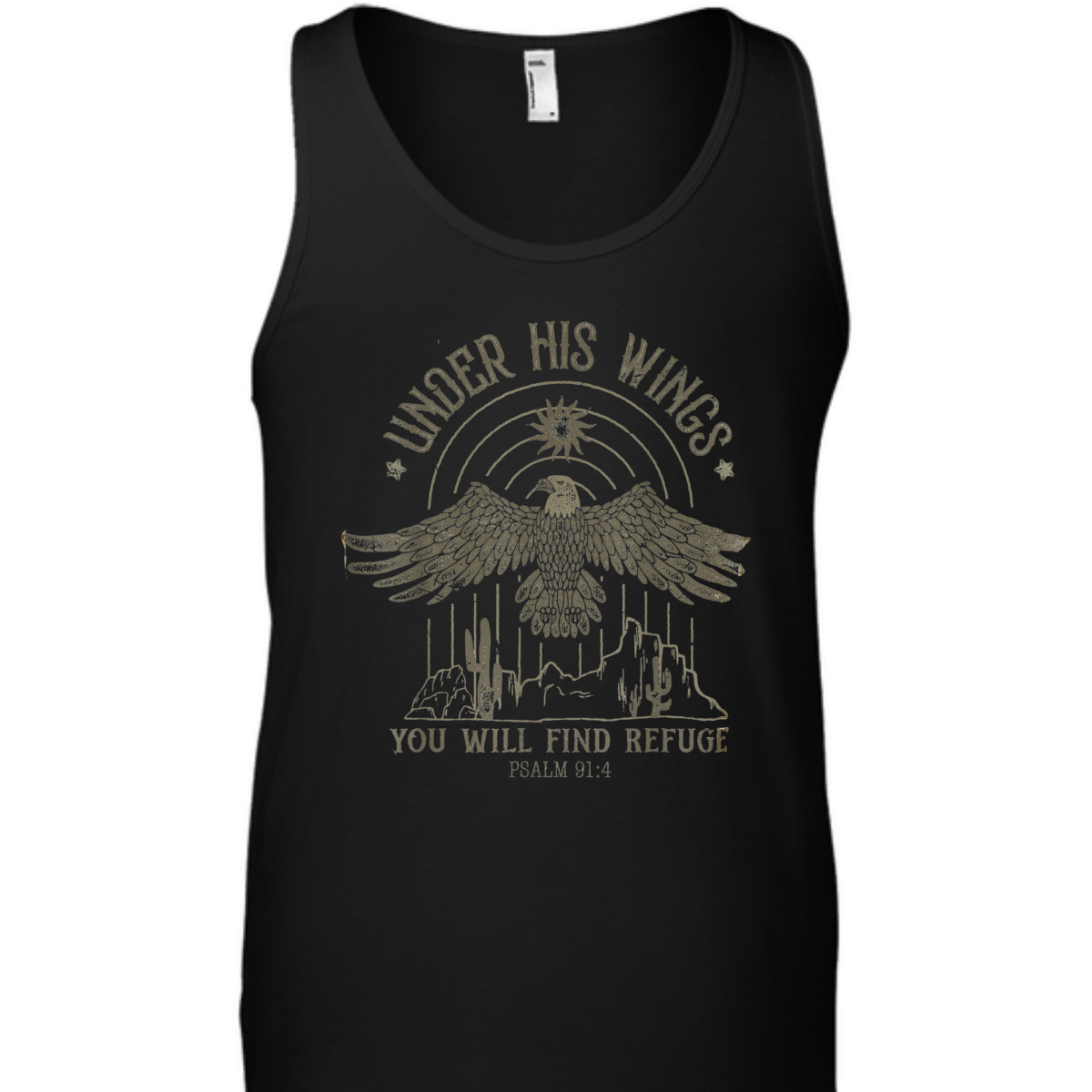 Bible Verse T-Shirt Eagle Psalm 91:4 Under His Wings You Will Find Refuge