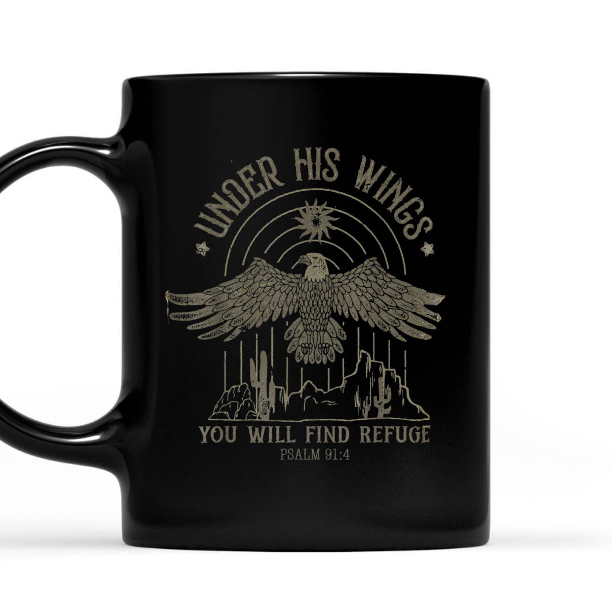 Bible Verse T-Shirt Eagle Psalm 91:4 Under His Wings You Will Find Refuge