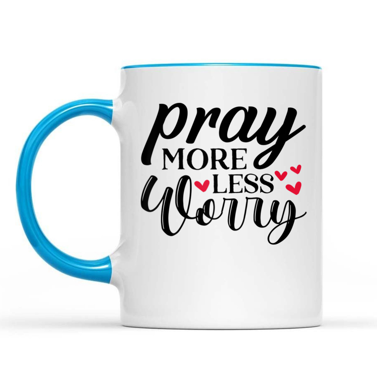 Cute Pray More Worry Less T-Shirt Inspirational Christian Faith Gift