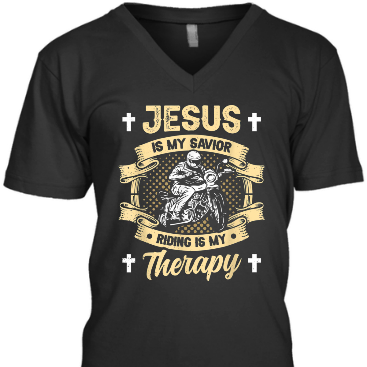 Jesus Is My Savior Riding Is My Therapy T-Shirt Motorcycle Biker Gift Jesus Is My Savior Riding Is My Therapy T-Shirt Motorcycle Biker Gift