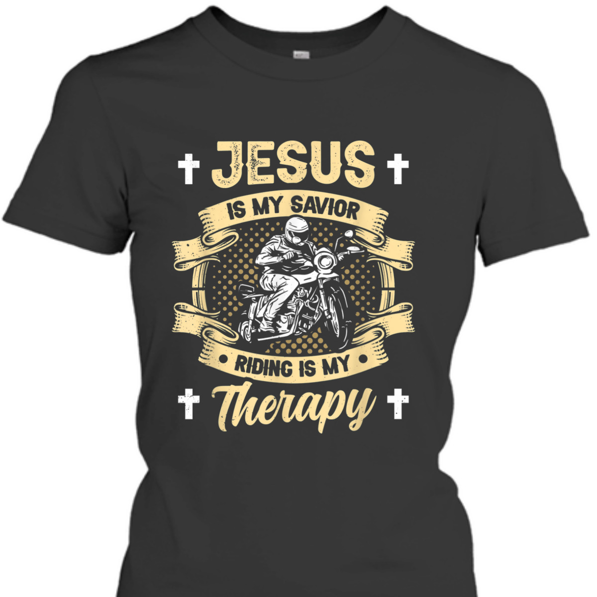 Jesus Is My Savior Riding Is My Therapy T-Shirt Motorcycle Biker Gift