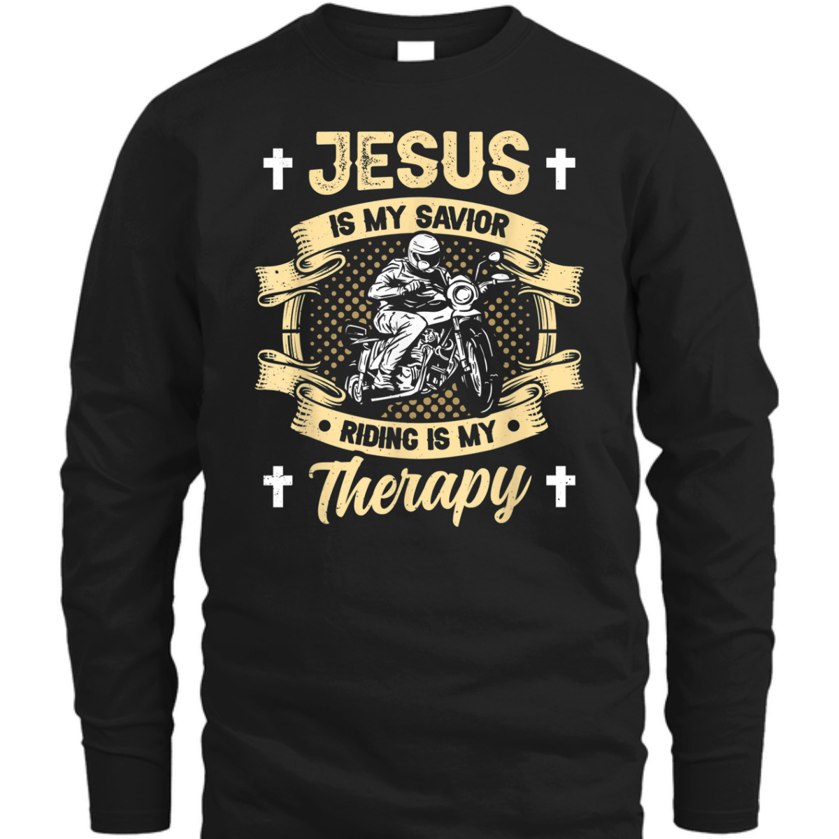 Jesus Is My Savior Riding Is My Therapy T-Shirt Motorcycle Biker Gift