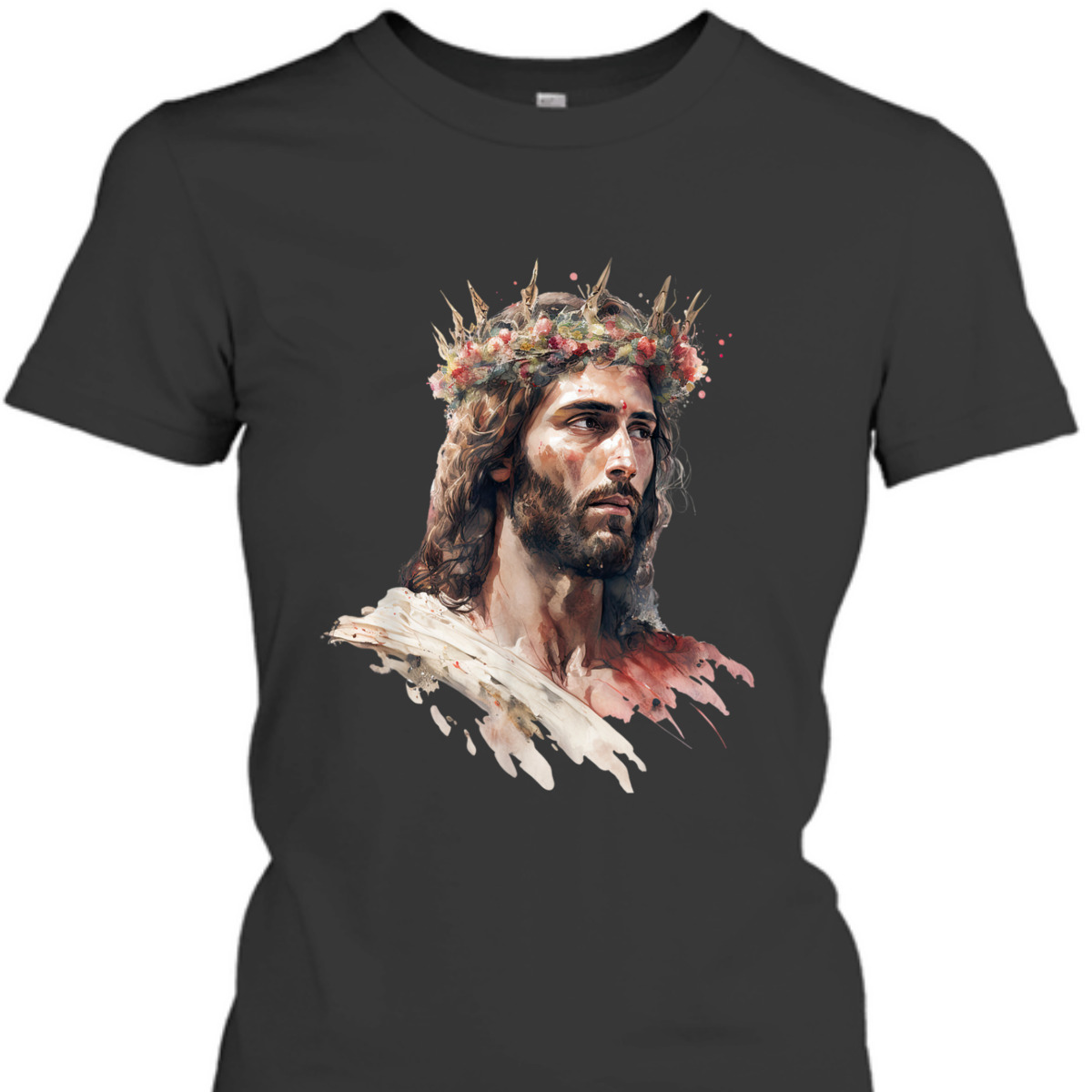 Jesus Is King Of Kings Jesus Floral Crown Christian T-Shirt For Jesus Lovers