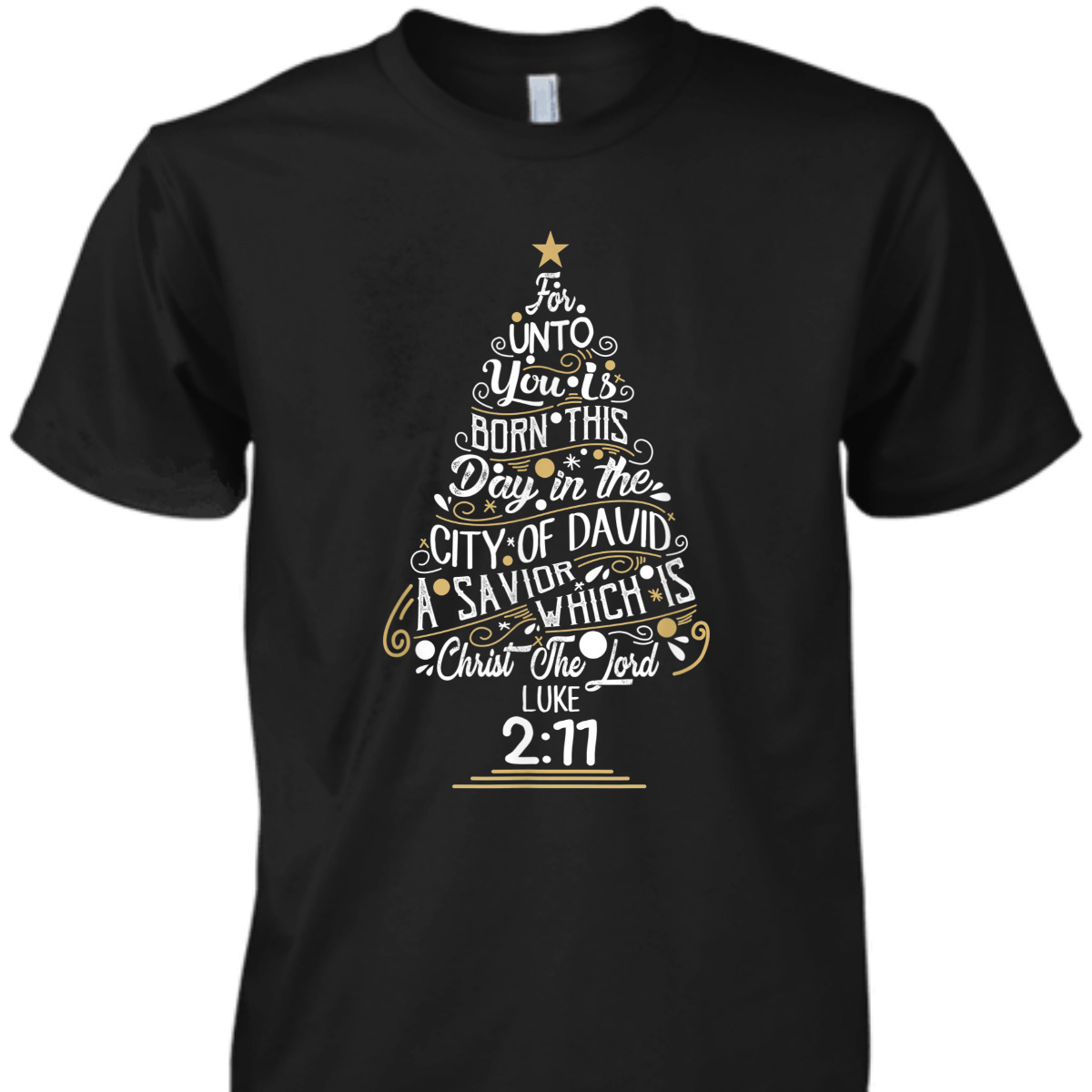 Christ The Lord Luke 2:77 T-Shirt Christmas Tree Bible Verse Gift